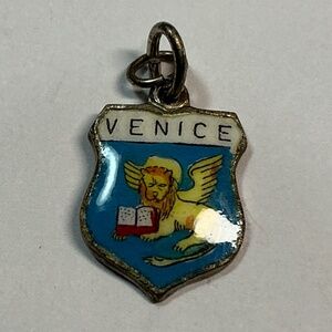 Vintage Sterling Silver & Enamel REU Venice Charm / Pendant.